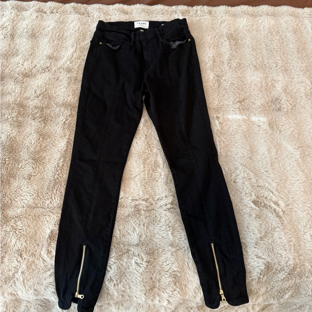 Frame Denim Black Le High Skinny Jeans size 28